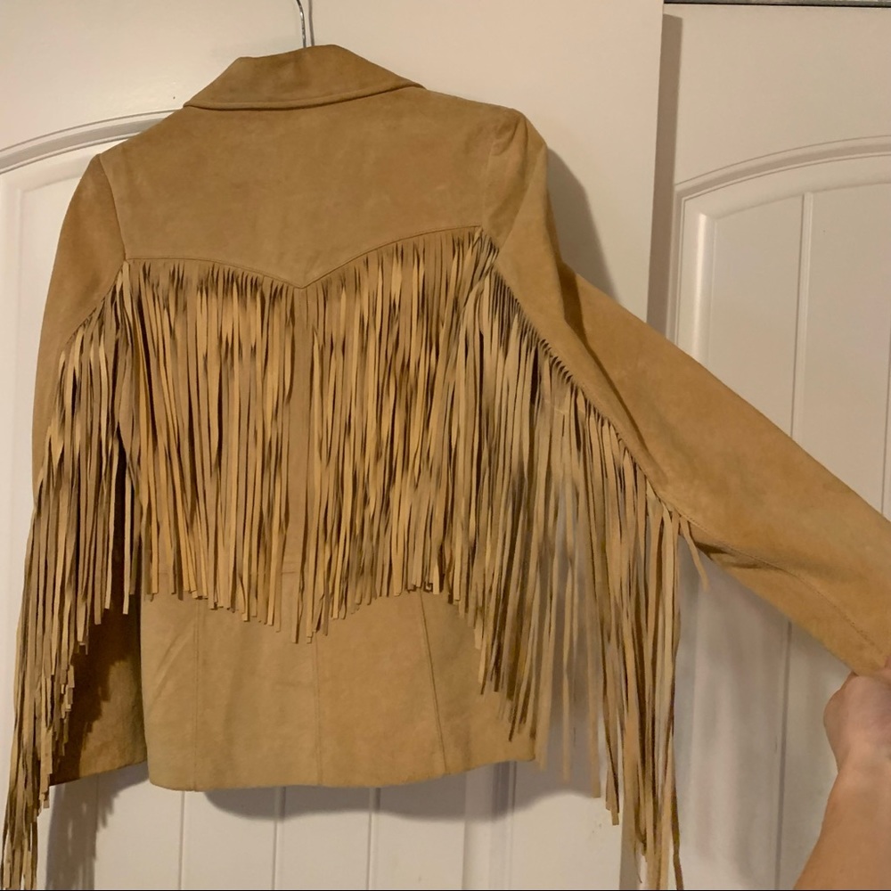 Michael Hoban vintage suede leather fringe jacket
